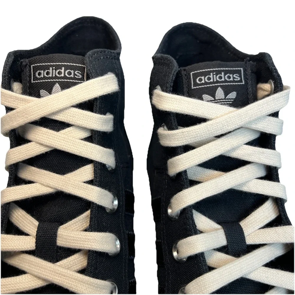 ADIDAS Nizza RF74 Mens 9.5 Black Cream White High Top Comfort Board Shoes GX8488